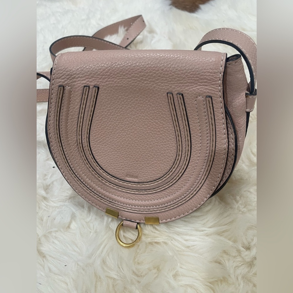 NEW: Chloe Marcie Small Leather Saddle Bag in Nomad Beige